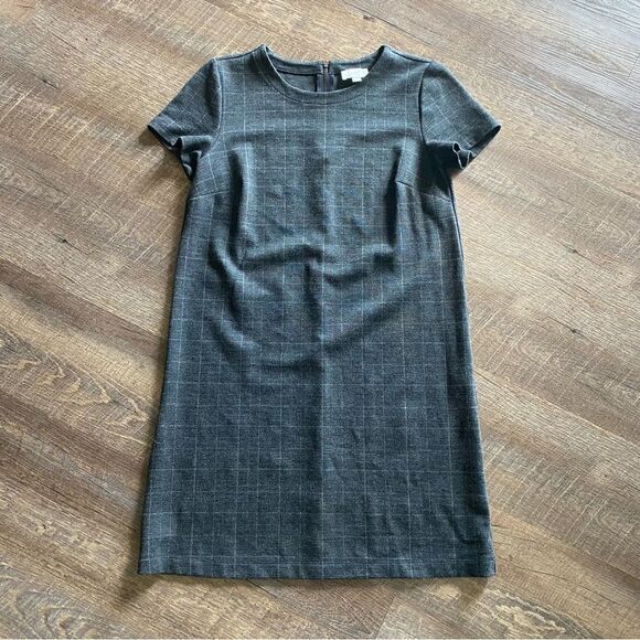 LOFT Dress Windowpane Plaid Gray Office Work Minimal Small Classic - Picture 2 of 12